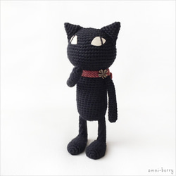 【受注制作】クロネンコ（S/自立型） あみぐるみ 黒猫 ネコ 3枚目の画像