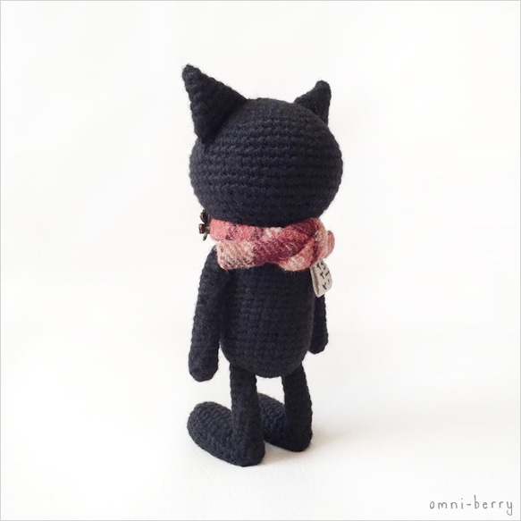 【受注制作】クロネンコ（S/自立型） あみぐるみ 黒猫 ネコ 4枚目の画像
