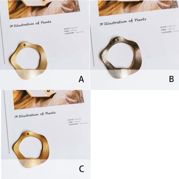 [A-00496/A01848] 合金シンプルイヤリングパーツ 2個 A 5枚目の画像