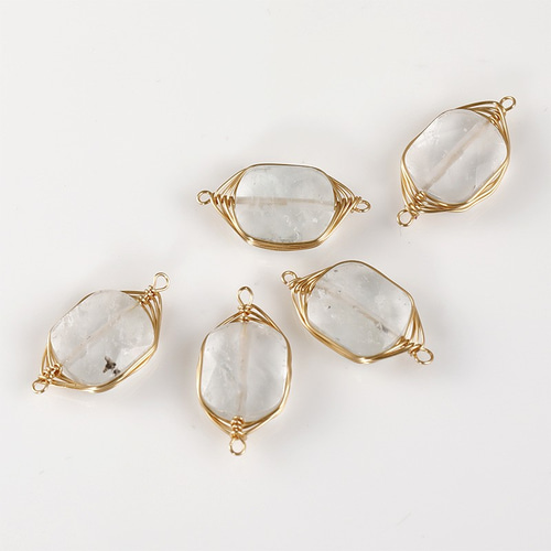 天然石 A-00733/A02748] 天然石ダブルハンギング 1個 ホワイトクリスタル DIY