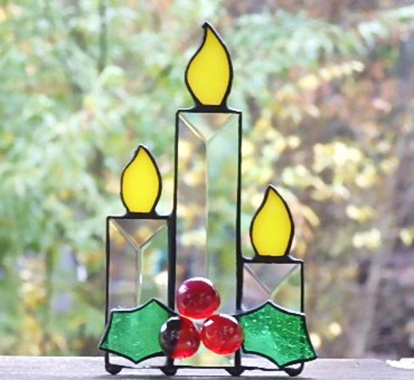 【Creema限定 早割価格】　Christmas Ornament 　ベベルガラスのキャンドル 1枚目の画像