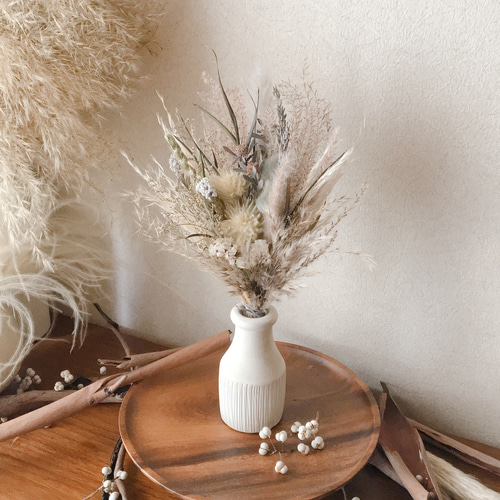 パンパスグラスとススキのブーケ スワッグ ブルー ドライフラワー