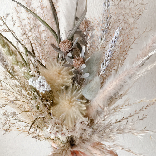 パンパスグラスとススキのブーケ スワッグ ブルー ドライフラワー