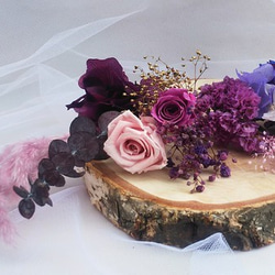 ローズとパンパスグラスの　アンティーク風　髪飾り　ドライフラワー　プリザーブドフラワー　成人式　結婚式 2枚目の画像