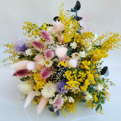 【個数限定販売】ミモザと小花 かすみそう　クラッチブーケ　結婚式　和装 2枚目の画像