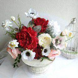 ローズと芍薬　アネモネ　華やかクラッチブーケ　造花　結婚式 3枚目の画像