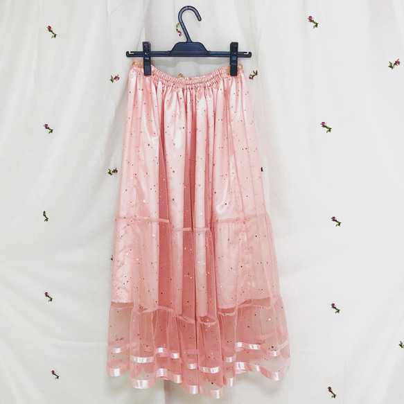 星のチュール シースルースカート(ピンク) 2枚目の画像