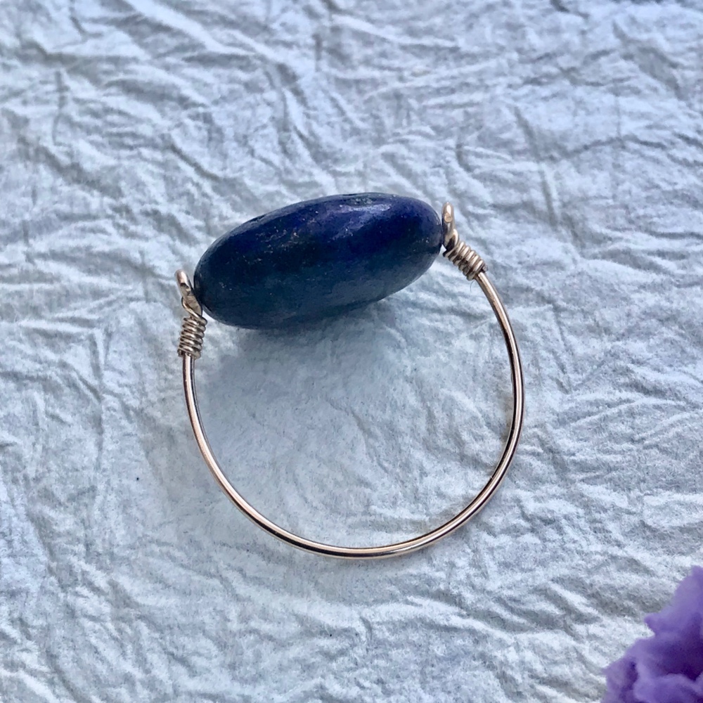 9月、12月誕生石 ラピスラズリ  ピアス と デイリーリング　のセット   14kgf