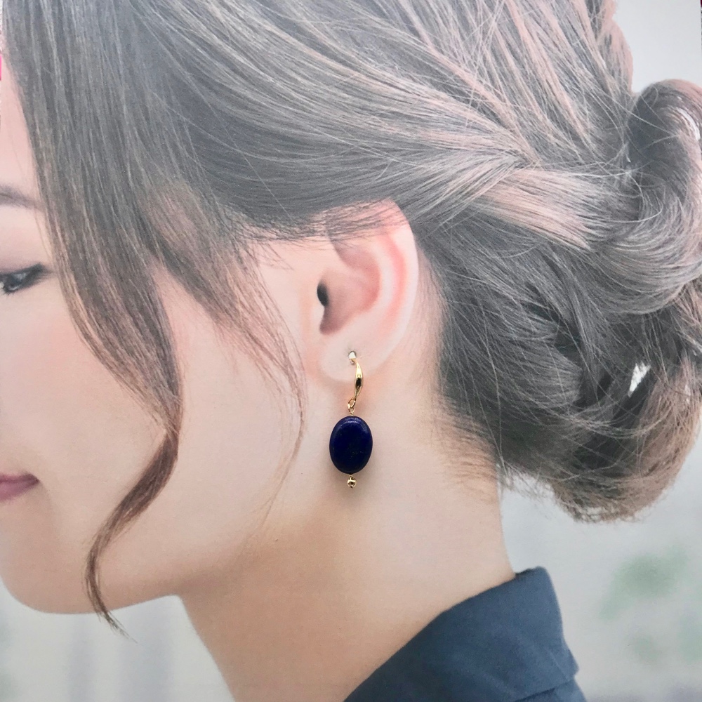 9月、12月誕生石 ラピスラズリ  ピアス と デイリーリング　のセット   14kgf