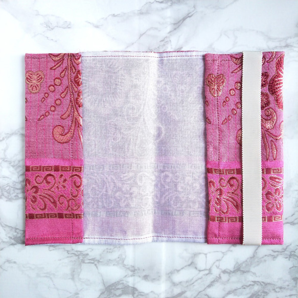 ブックカバー　文庫本　ピンク 絹　プレゼント　A6　女性　花　女の子 シルク 3枚目の画像