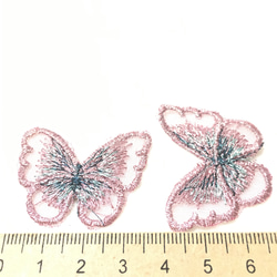 【送料無料】レース素材  刺繍ちょうちょ  蝶々  バタフライ  小さめピンク 3枚目の画像