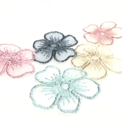 【送料無料】レース素材  刺繍フラワー  花  ネイビー 2枚目の画像