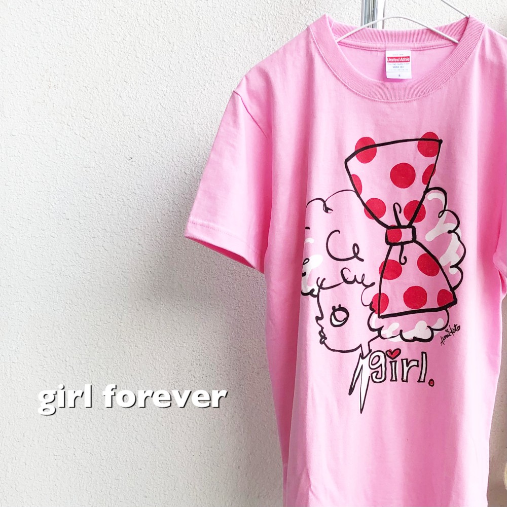 大きな水玉リボン　自分を表現するあなたへ。girlちゃんコットンTシャツ