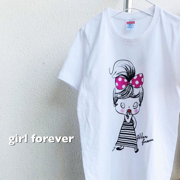 リボンガール/自分を表現するあなたへ。girlちゃんコットンTシャツ　 1枚目の画像