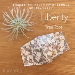 《形が選べます》 Liberty Tree Tops 国産オーガニックコットン立体マスク 1枚目の画像