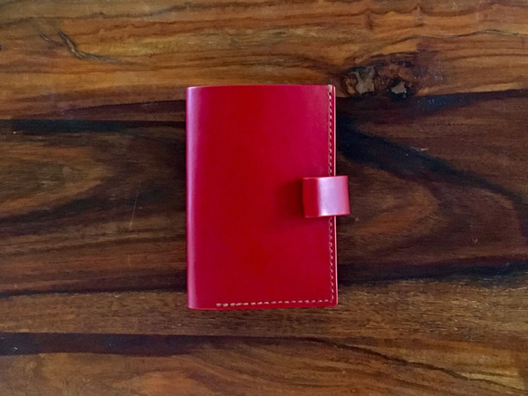 手帳のような財布／赤×チョコ×キャメル 2枚目の画像