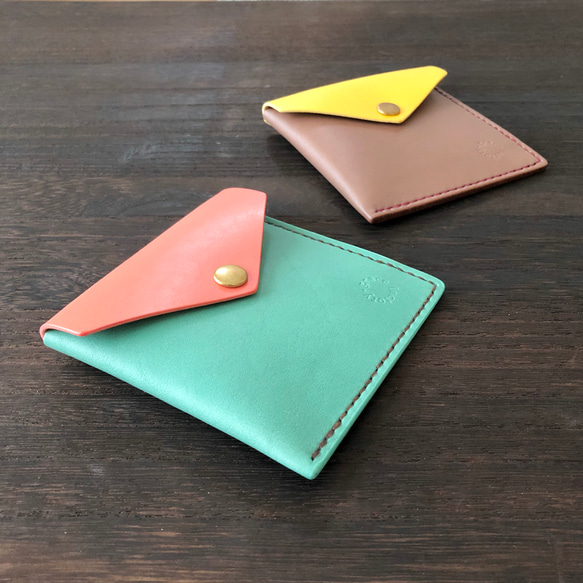 手紙のようなミニ財布andカードケース｜革色21色｜カラーオーダー〈受注製作〉 2枚目の画像
