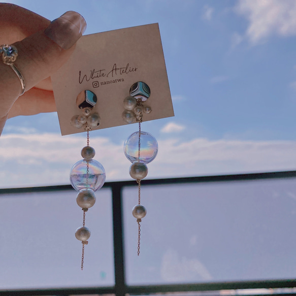 [送料無料] bubble glass pierce 3枚目の画像