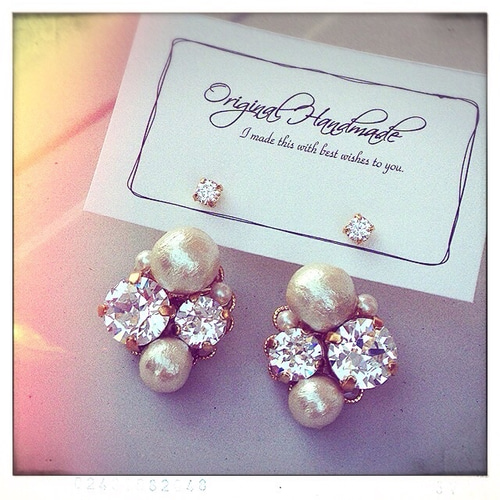 1222.スワロフスキー パールバックキャッチ レジンピアス♡ 1222.スワロフスキー パールバックキャッチ レジンピアス
