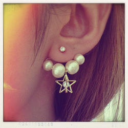 [送料無料] 3D star back charm pierce 1枚目の画像