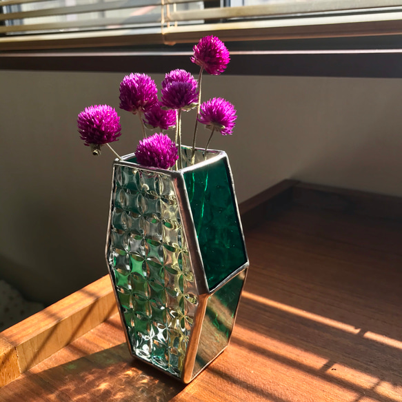 ステンドグラスの花瓶(クリア)【受注製作】 3枚目の画像