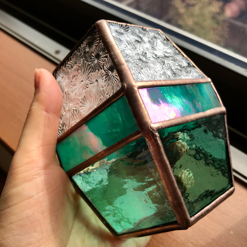 美品】アンティークグラス エナメル彩 花 ステム緑 R1338ダI 美品