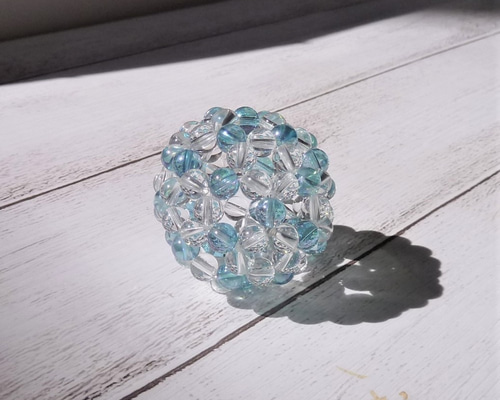グリーンアクアオーラ×水晶 神聖幾何学フラーレン 神聖幾何学