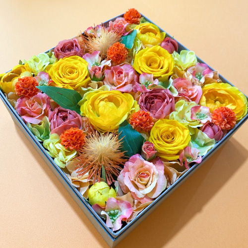 Lサイズ>ボックスフラワー「キンモクセイが香る10月の夕日