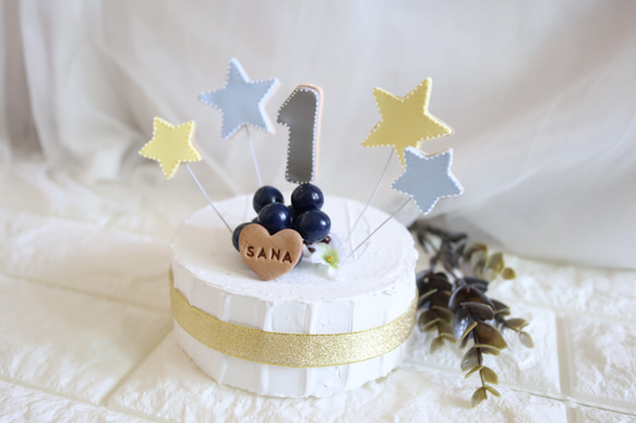 かす様　専用　人気商品☆1歳　誕生日　バースデークレイケーキトッパー　ケーキトッパー 5枚目の画像
