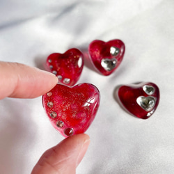【特価】glass heart Valentine red Earrings 5枚目の画像