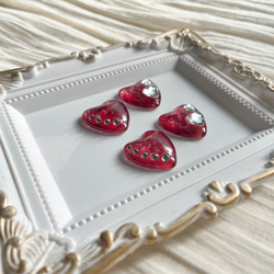 【特価】glass heart Valentine red Earrings 8枚目の画像