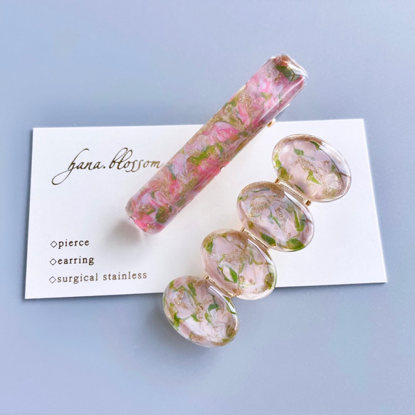 glass stick cherry blossoms hair clip 1枚目の画像