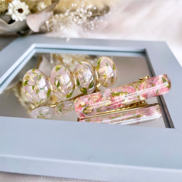 glass stick cherry blossoms hair clip 6枚目の画像