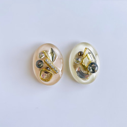 glass oval nuance by color Earrings ⑤ 2枚目の画像