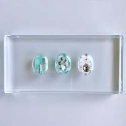 glass oval 3way mint green Earrings 1枚目の画像