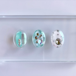 glass oval 3way mint green Earrings 2枚目の画像