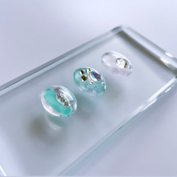 glass oval 3way mint green Earrings 7枚目の画像