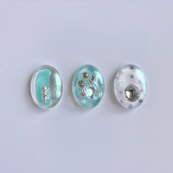glass oval 3way mint green Earrings 8枚目の画像
