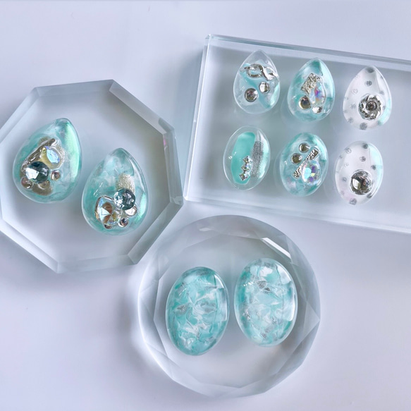glass drop mint green Earrings 9枚目の画像