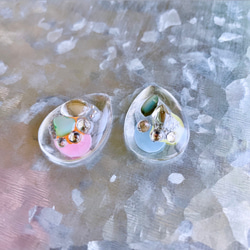 玻璃滴細微差別清晰的顏色銀耳環② 第5張的照片