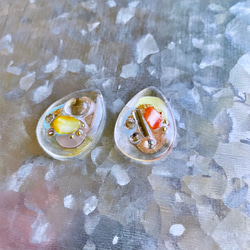 glass drop nuance clear color gold Earrings ① 5枚目の画像