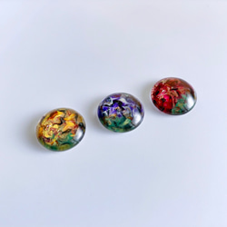 glass round 3way pansy Earrings 2枚目の画像