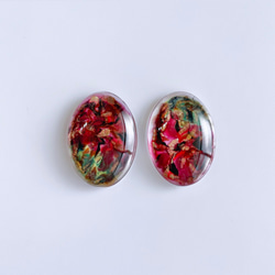 《選べる》glass oval pansy motif Earrings 6枚目の画像