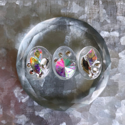 玻璃橢圓形 3way 細微差別水晶耳環 ③ 第3張的照片