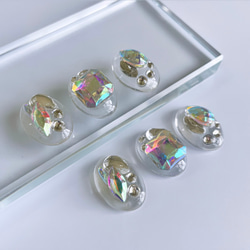 glass oval 3way nuance crystal Earrings ② 4枚目の画像