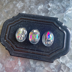 glass oval 3way nuance crystal Earrings ② 6枚目の画像