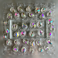 glass oval 3way nuance crystal Earrings ② 9枚目の画像