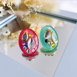 glass oval nuance by color Earrings ⑦ 4枚目の画像