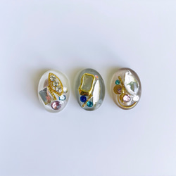 glass oval 3way nuance by color Earrings ③ 3枚目の画像