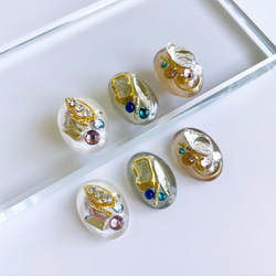 glass oval 3way nuance by color Earrings ③ 4枚目の画像